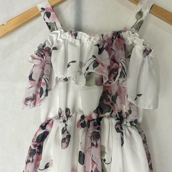 Toddler wedding flower girl dress white with pink flowers 2 T - Picture 3 of 8